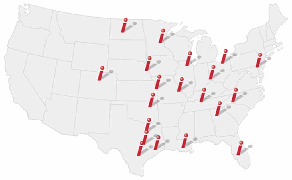 Satellite branch locations map